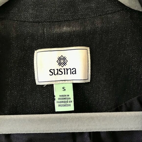 Susina Dark Blue Denim Tie Front Button-Front Women's Blazer Jacket. Size S - Picture 7 of 12